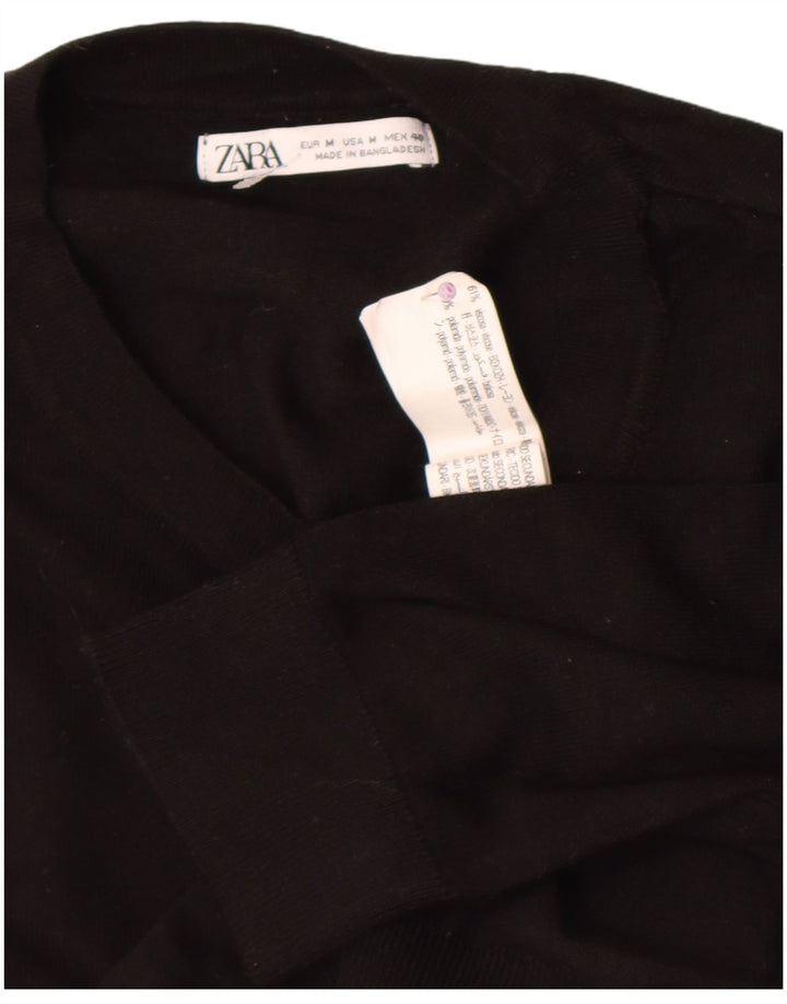 Męski sweter z okrągłym dekoltem Zara, średnia czarna wiskoza