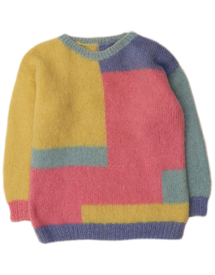 Sweter damski w stylu vintage z dekoltem w łódkę UK 16, duży, wielokolorowy