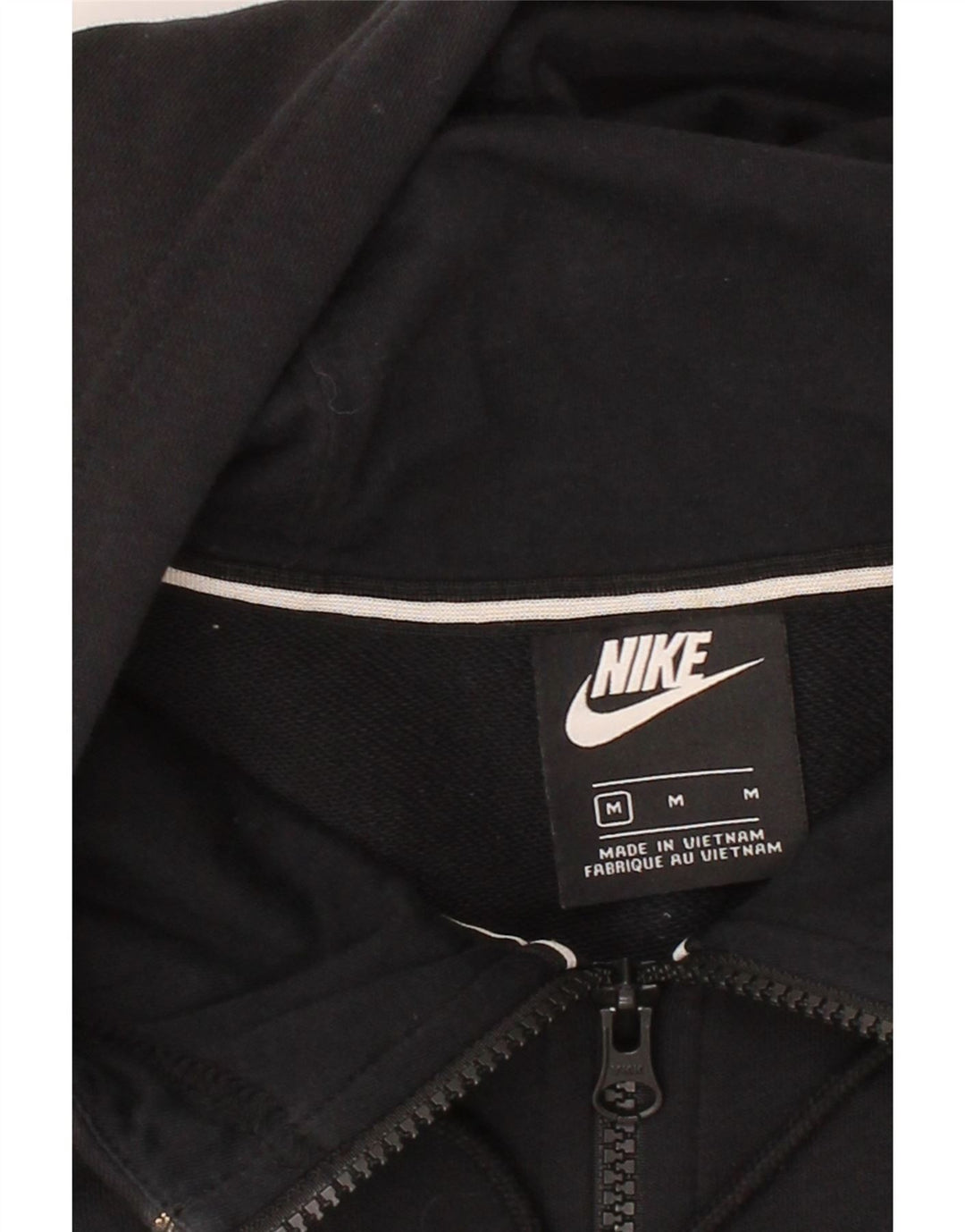 NIKE Mens Graphic Zip Hoodie Sweater Medium Black Cotton