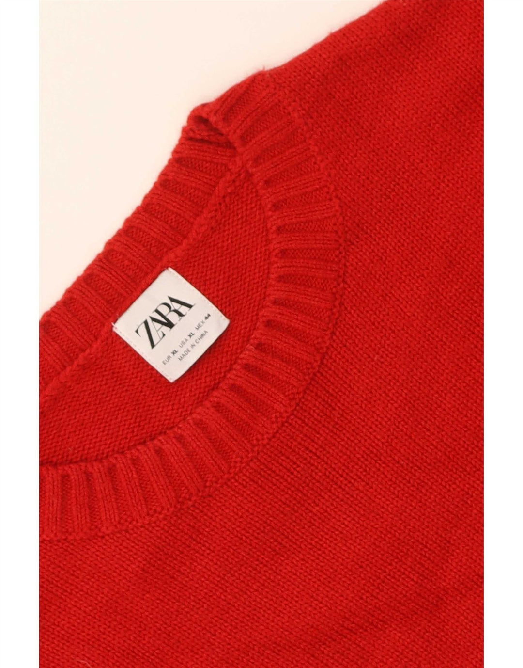 Męski sweter z okrągłym dekoltem Zara XL, czerwony