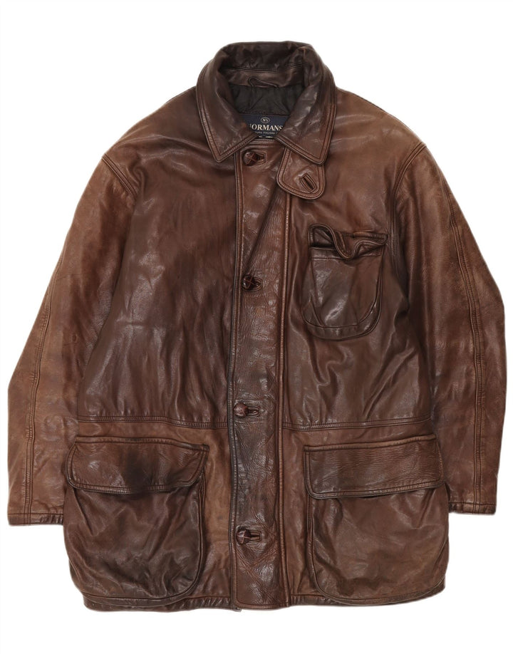 Vintage męska kurtka skórzana IT 50 duża brązowa skóra