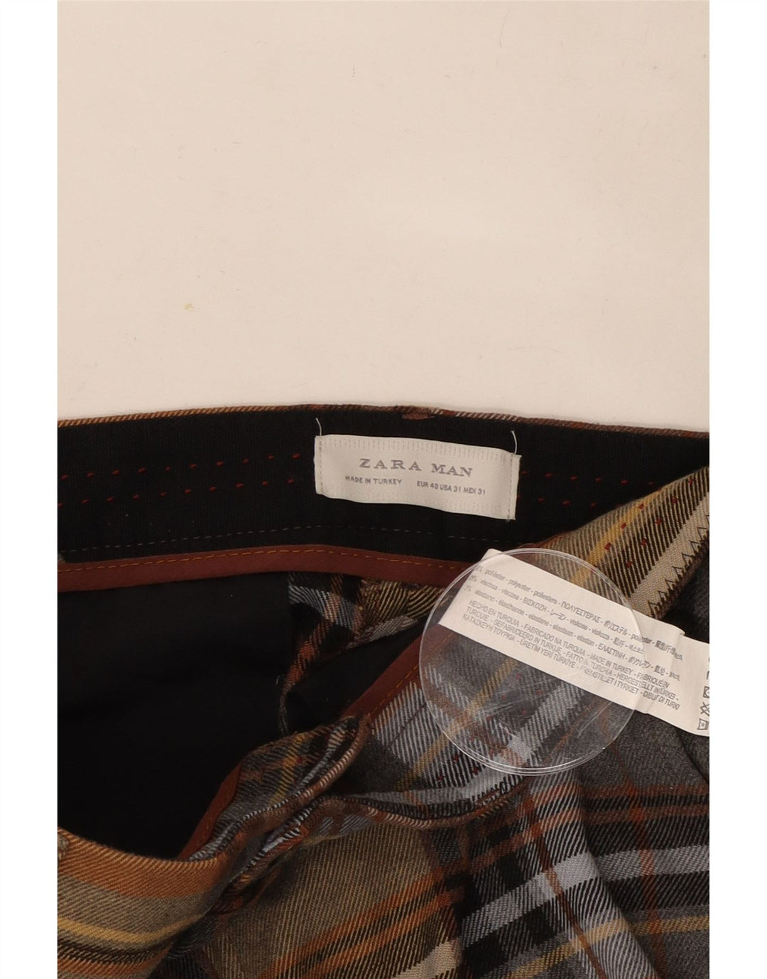 Męskie spodnie chino Zara EU 40 Medium W31 L33 w wielobarwną kratę