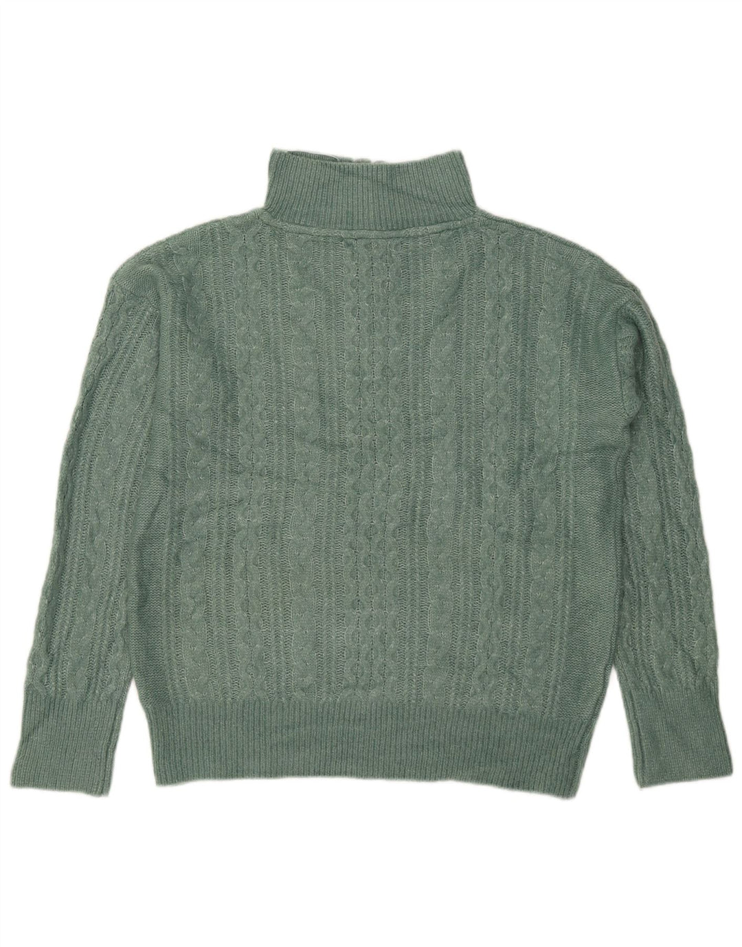 Damski sweter gruby z zamkiem błyskawicznym, UK 12, średni zielony nylon