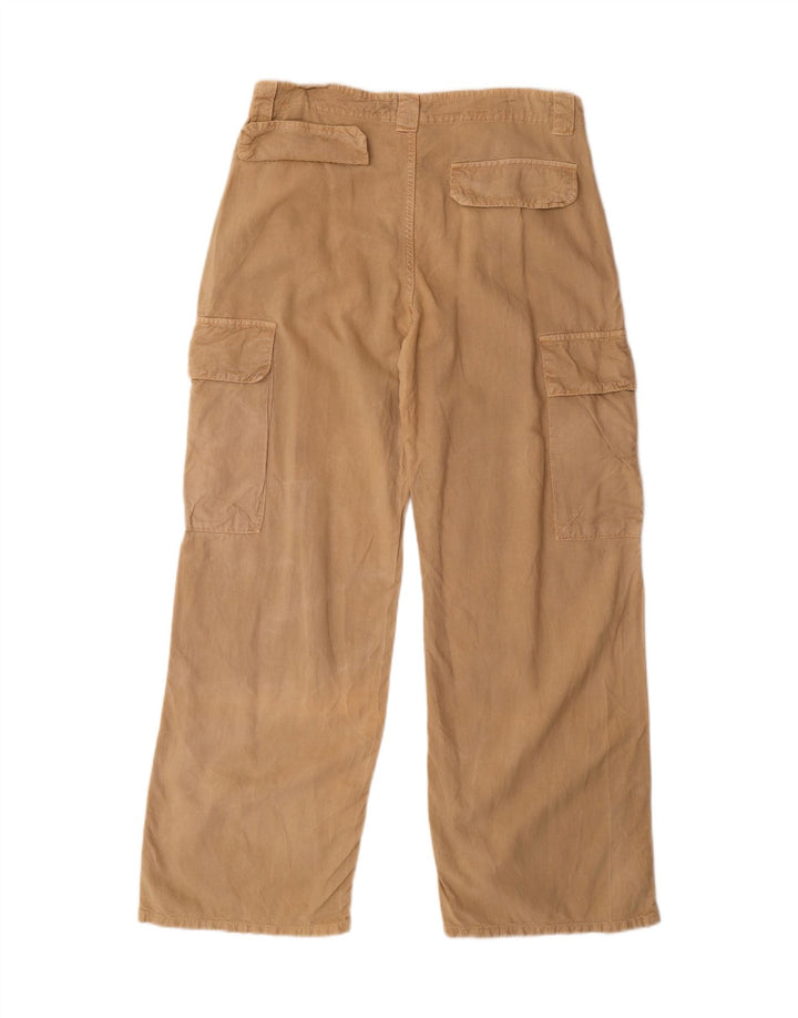 ZARA Womens Straight Cargo Trousers EU 40 Medium W30 L30 Beige Lyocell