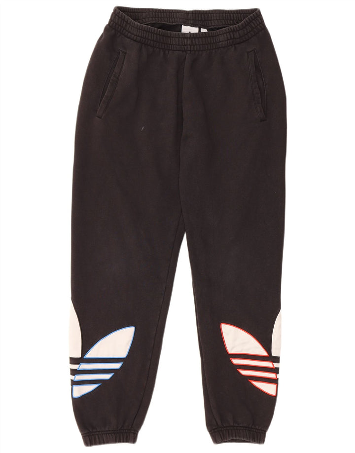 Męskie spodnie dresowe Adidas z grafiką, średnio czarne, bawełniane