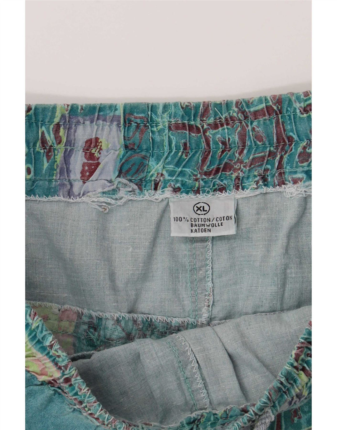 Męskie szorty z grafiką w stylu vintage XL W32, zielona patchworkowa bawełna