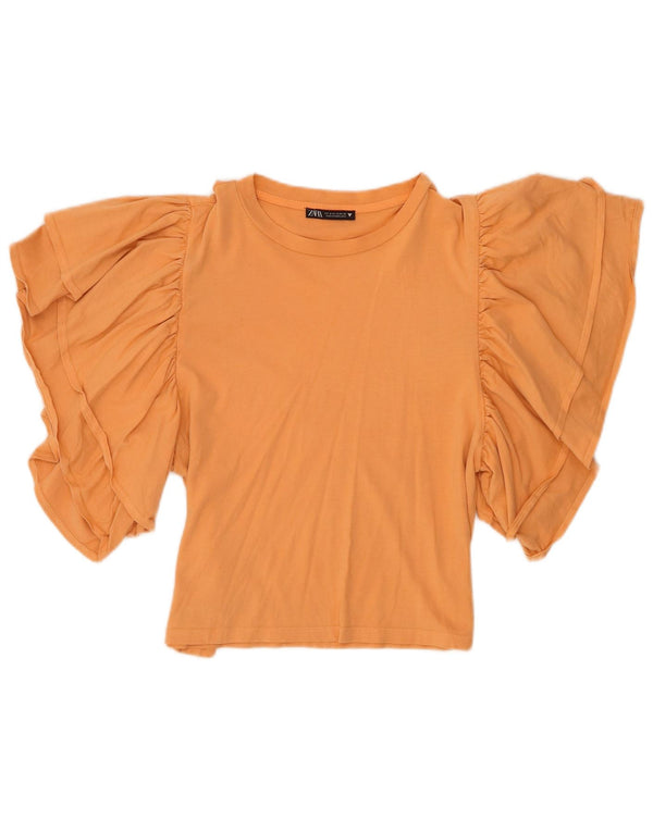 Bluzka damska Zara Crop Batwing Top UK 10 Mała Pomarańczowa Bawełna