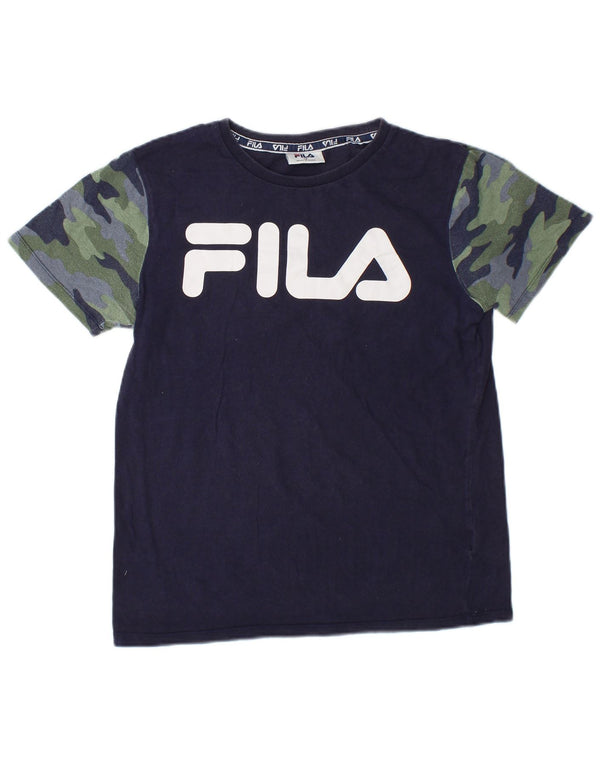 Chłopięcy T-shirt z grafiką Fila 13-14 lat, granatowa, bawełniana w kamuflaż