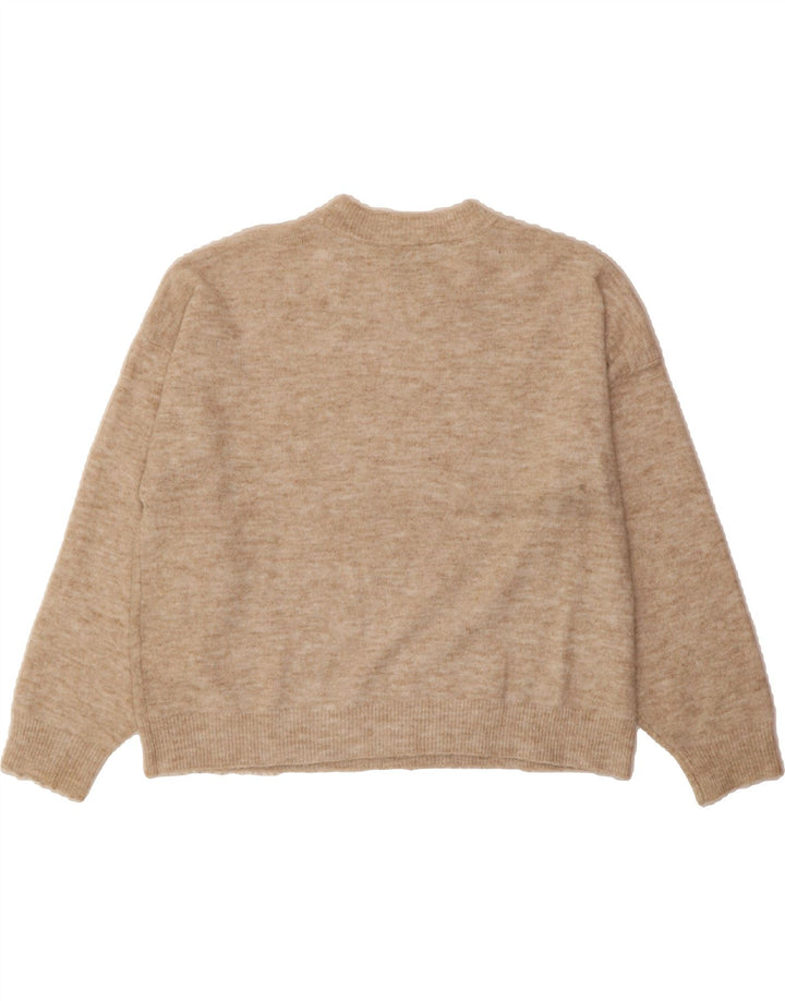 DKNY Womens Oversized Crew Neck Jumper Sweater UK 14 Medium Beige Flecked Vintage Dkny and Second-Hand Dkny from Messina Hembry 