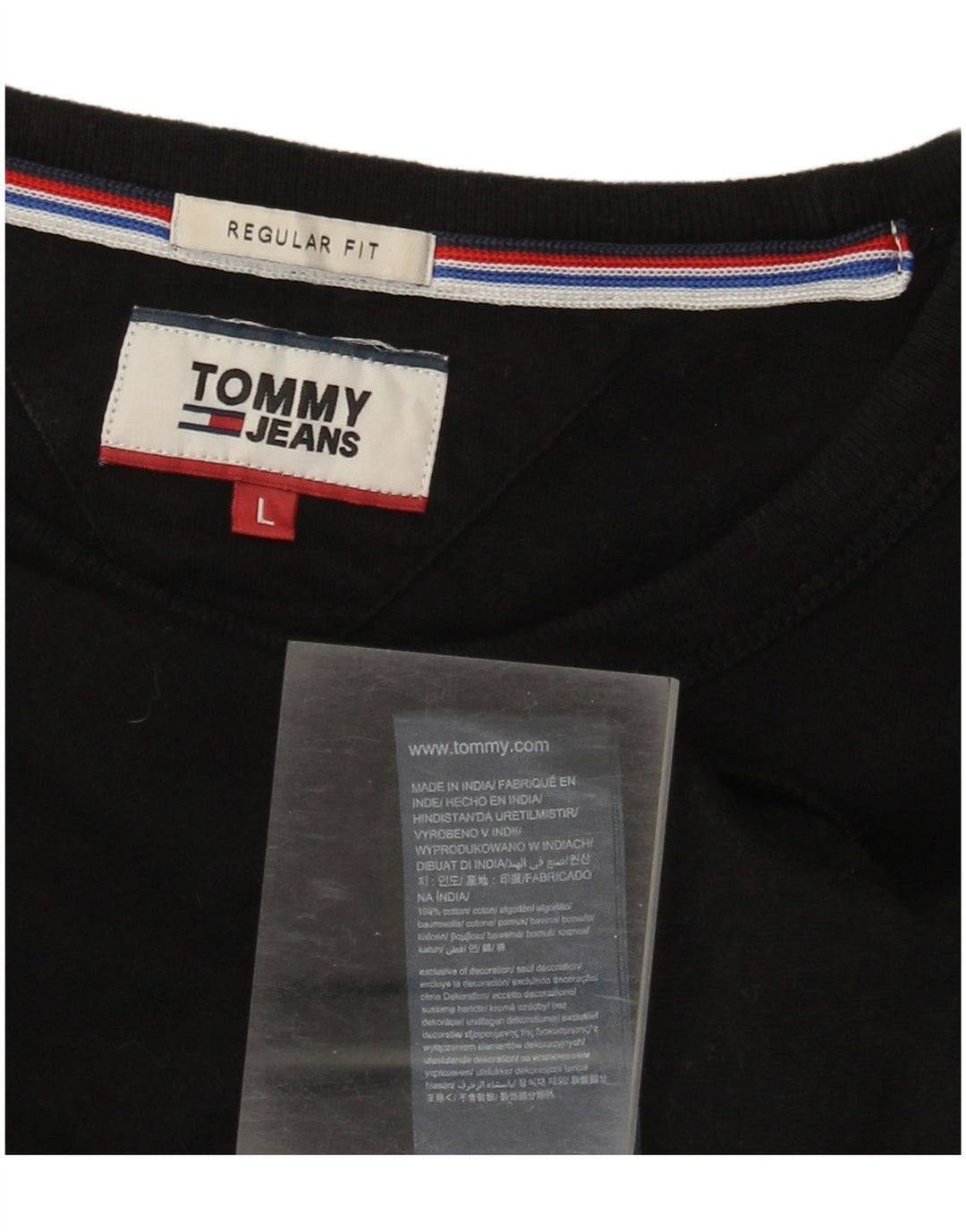 Męski top graficzny Tommy Hilfiger z długim rękawem, duży, czarny, bawełniany