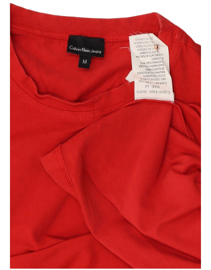 Damski top z długim rękawem CALVIN KLEIN JEANS, UK 14, średni czerwony, bawełniany