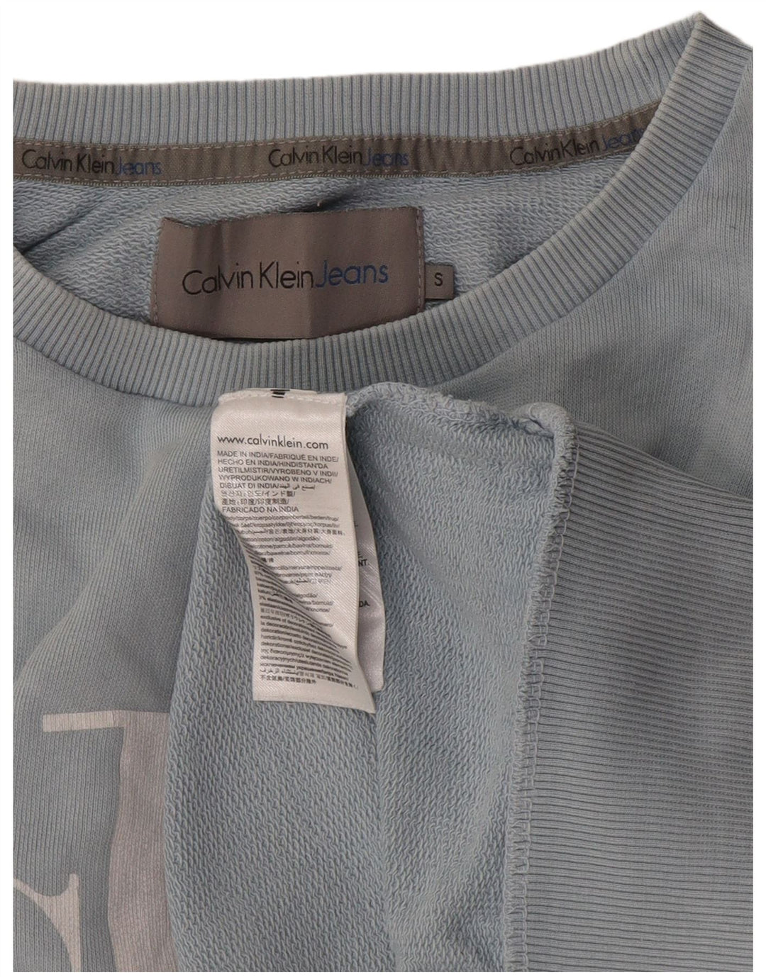 Męska bluza z grafiką Calvin Klein Jeans, mała, niebieska, bawełniana