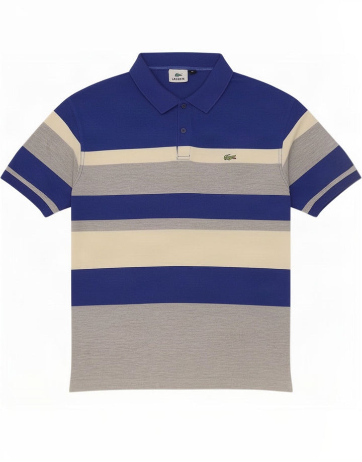 Męska koszulka polo Lacoste XL, poliester w kolorowe paski