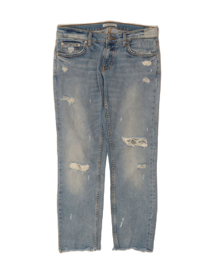 ZARA Womens Distressed Cropped Jeans EU 34 XS W30 L26 Blue Vintage Zara and Second-Hand Zara from Messina Hembry 