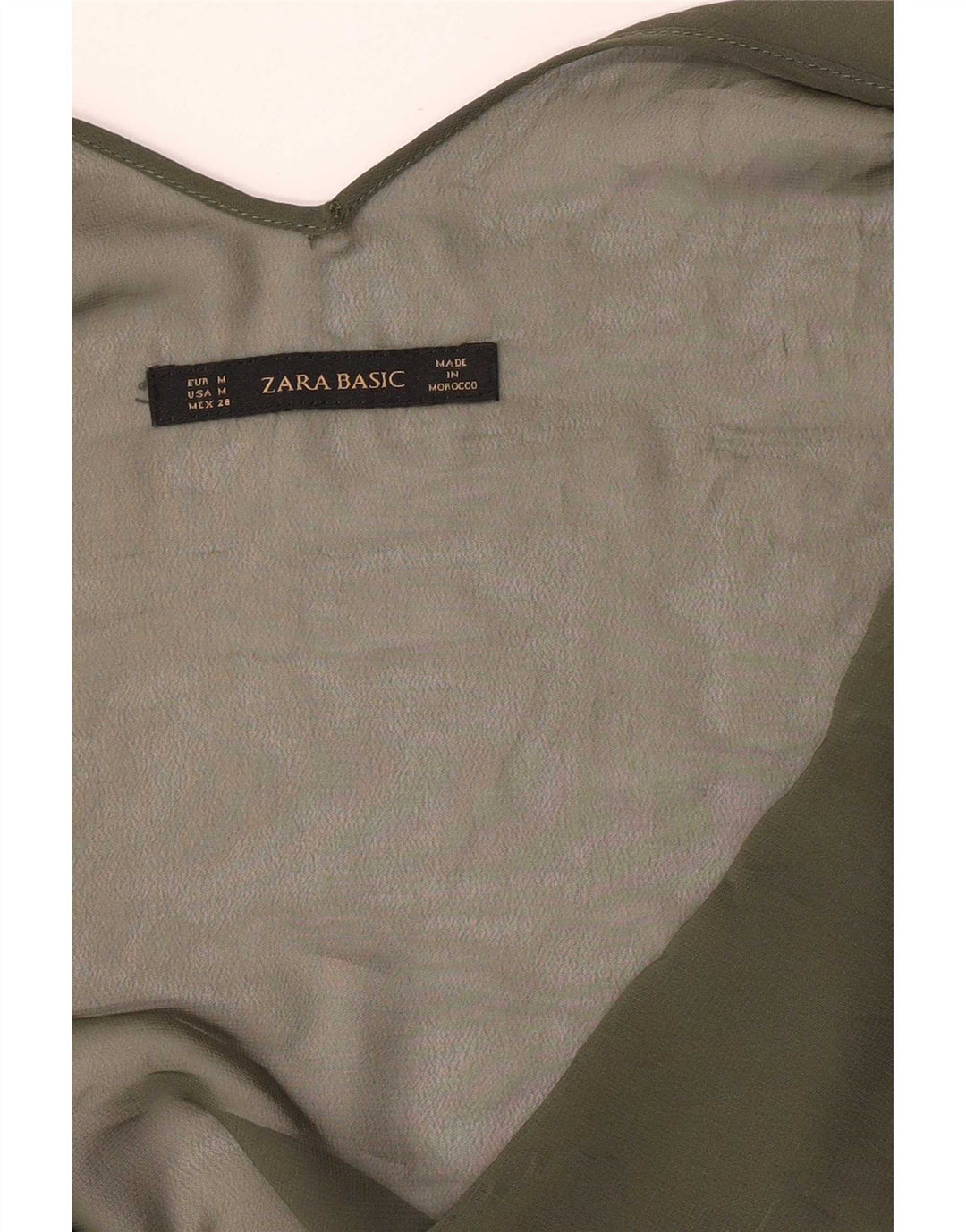 Damski, prześwitujący top Zara UK 12, średni khaki