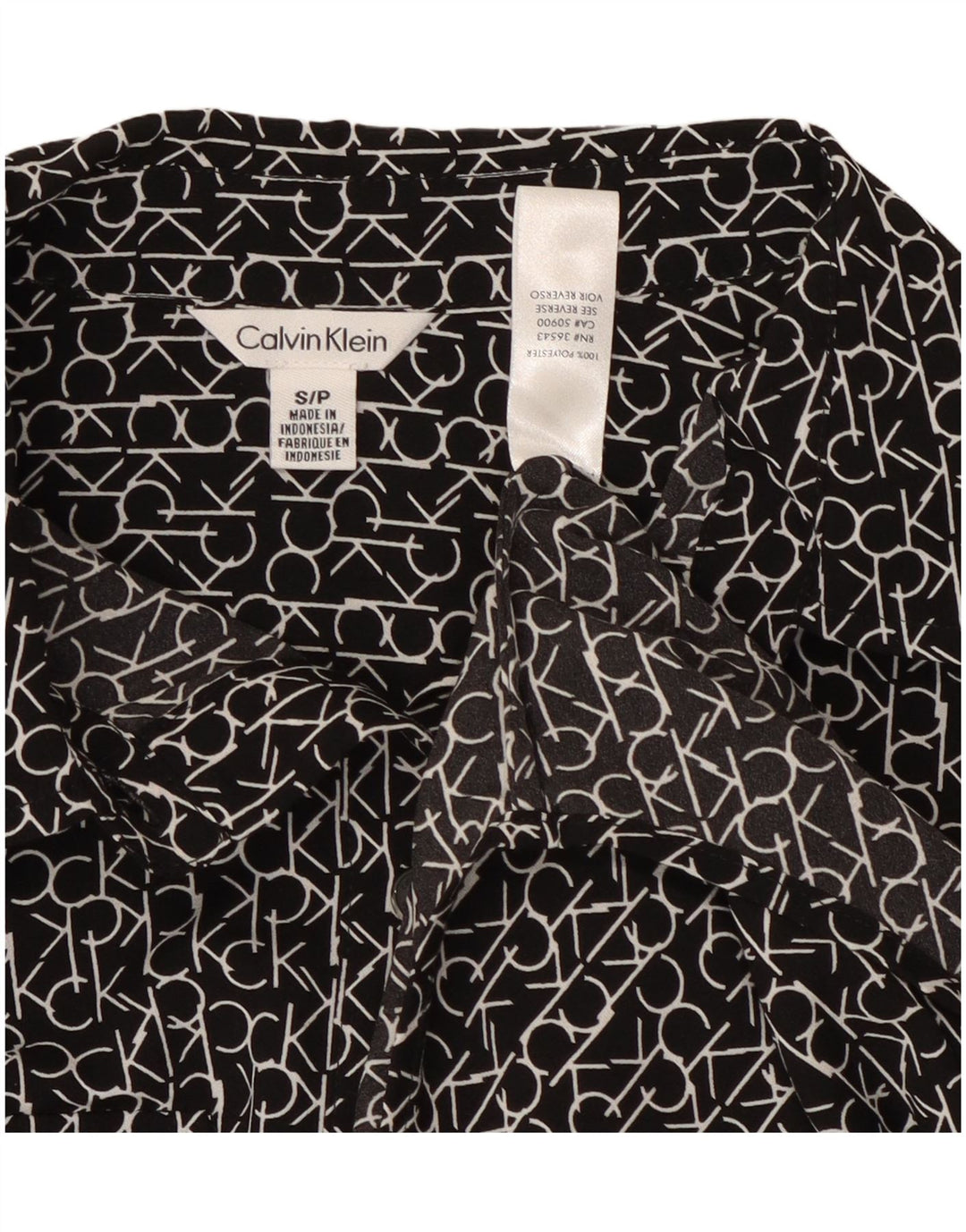 Damska bluzka koszulowa Calvin Klein Graphic UK 10, mała, czarna