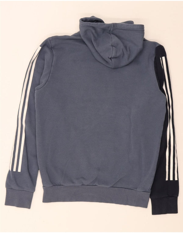 Męska bluza z kapturem Adidas z grafiką, mała, niebieska, bawełniana z blokami kolorów