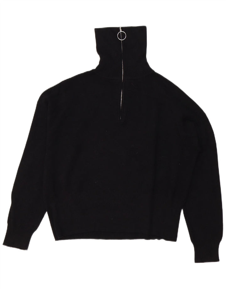 JACK WILLS Damski sweter oversize z zamkiem błyskawicznym UK 14, duży, czarny