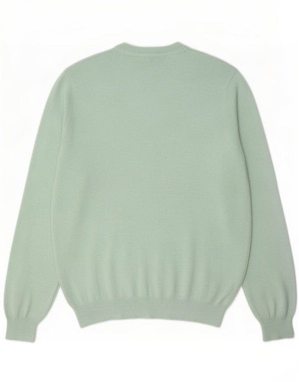 Marks & Spencer Męski sweter z dekoltem w kształcie litery V, duży, zielony, bawełniany