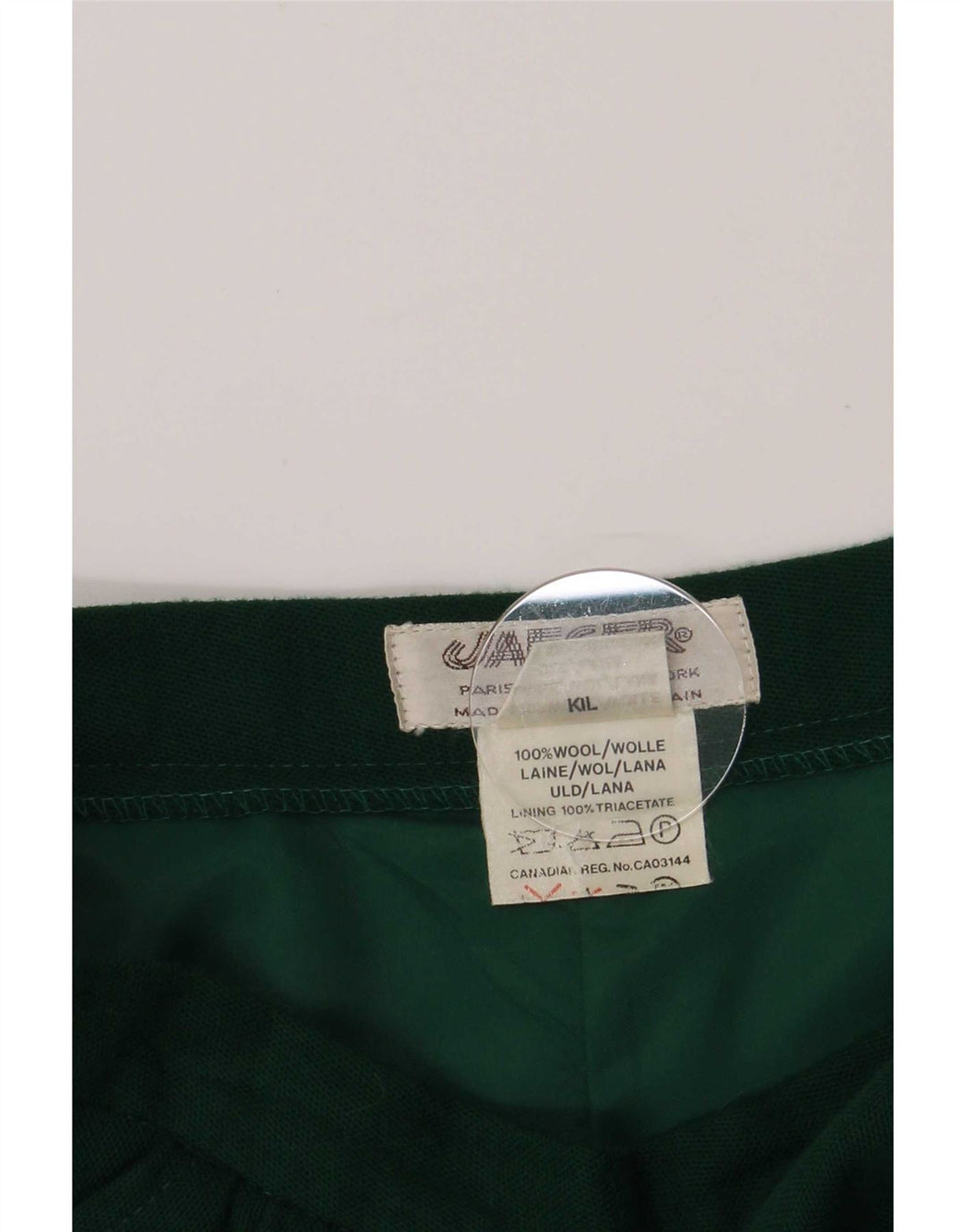 Damska spódnica w kształcie litery A Jaeger UK 14 Medium W26 Zielona wełna