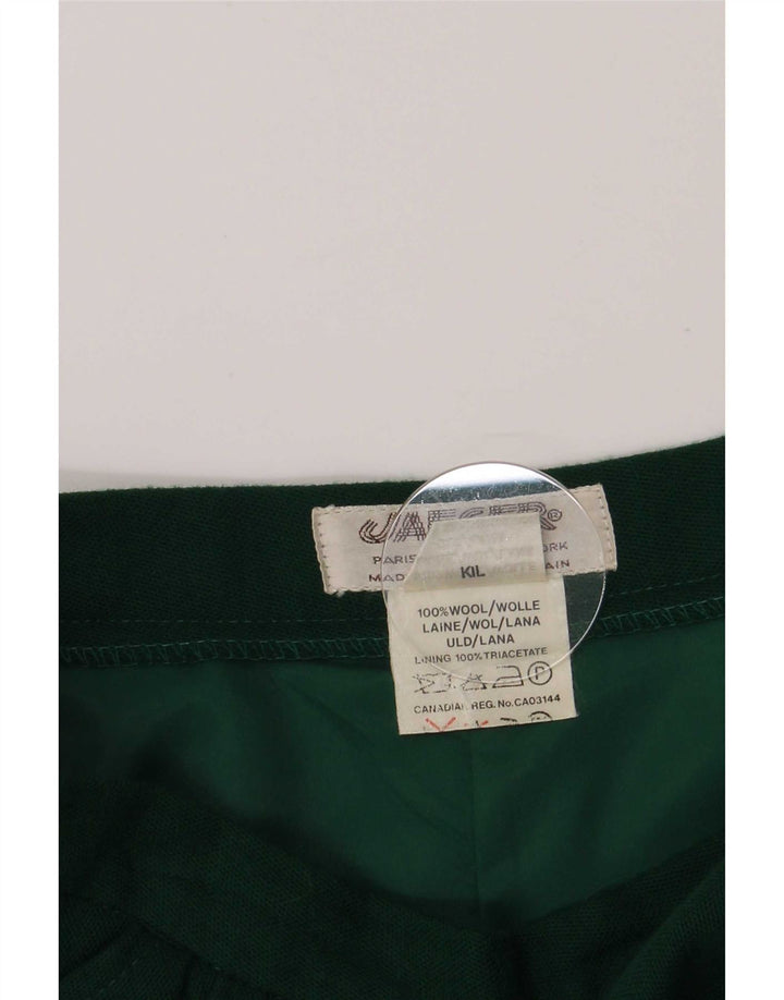 Damska spódnica w kształcie litery A Jaeger UK 14 Medium W26 Zielona wełna