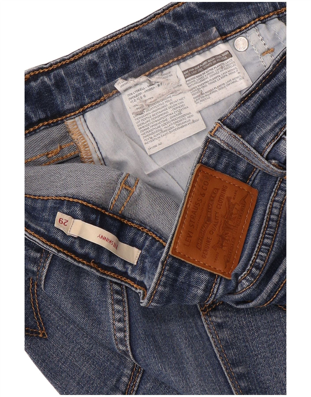 Damskie jeansy Levi's 711 Skinny W29 L30 Niebieski Lyocell