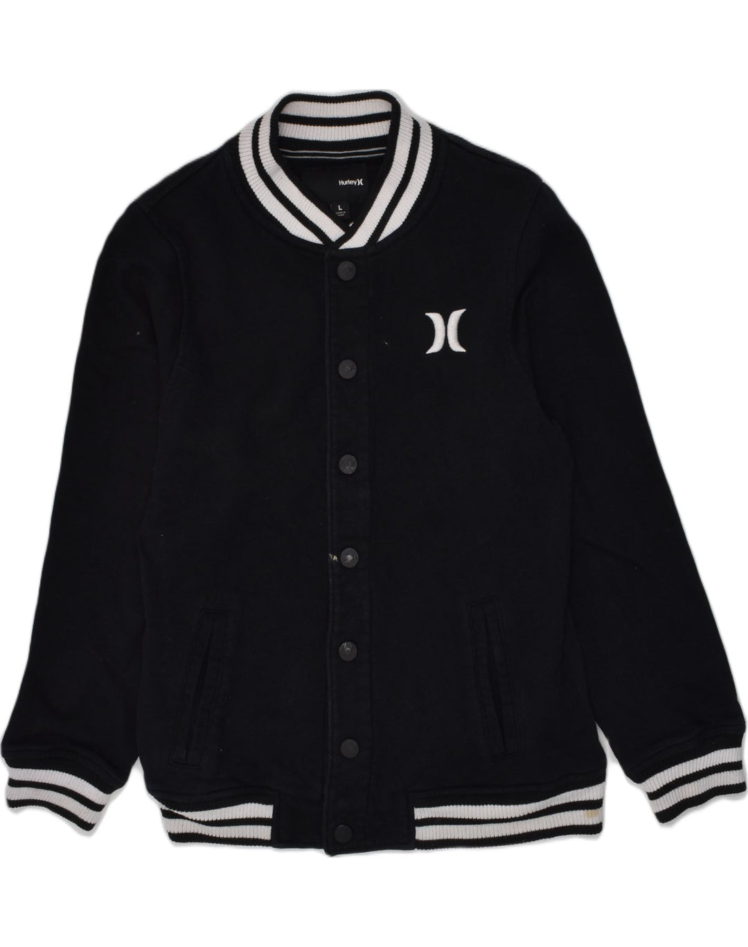 Chłopięca kurtka HURLEY Graphic Varsity na 11-12 lat, duża, czarna, bawełniana