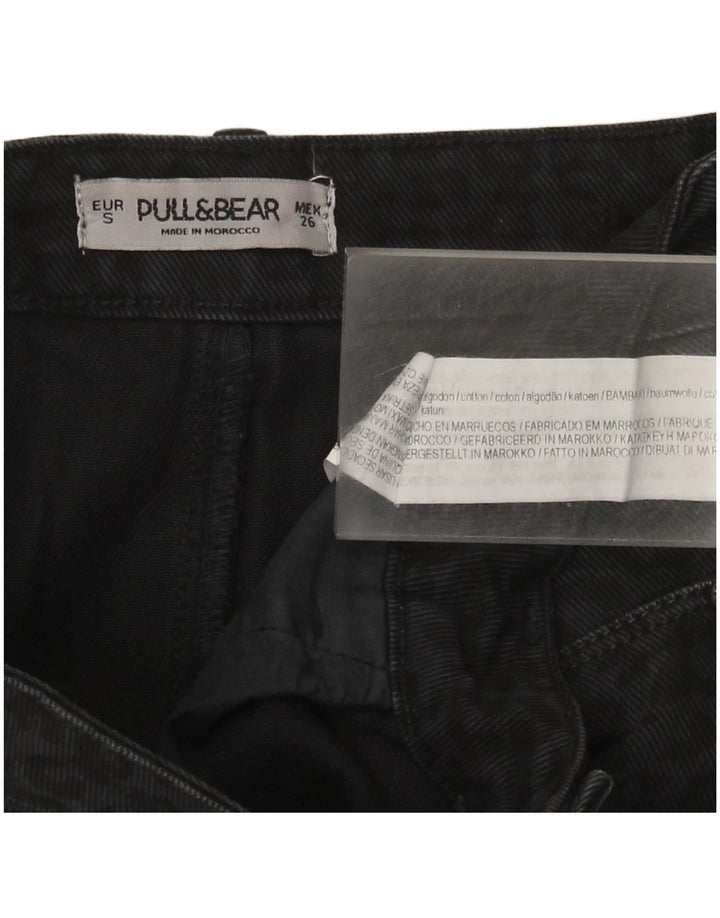 Damska spódnica jeansowa Pull & Bear, mała W26, czarna, bawełniana z nadrukiem zwierzęcym