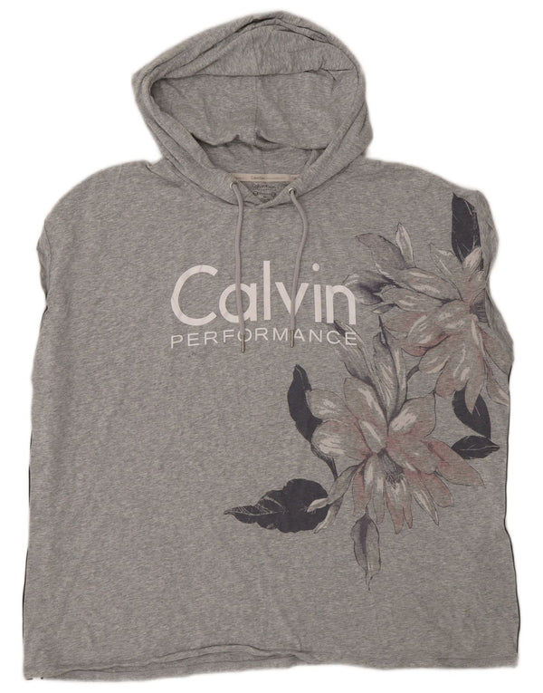 Damska kamizelka Calvin Klein z rozciągliwą grafiką i kapturem UK 20 2XL Szara w kwiaty