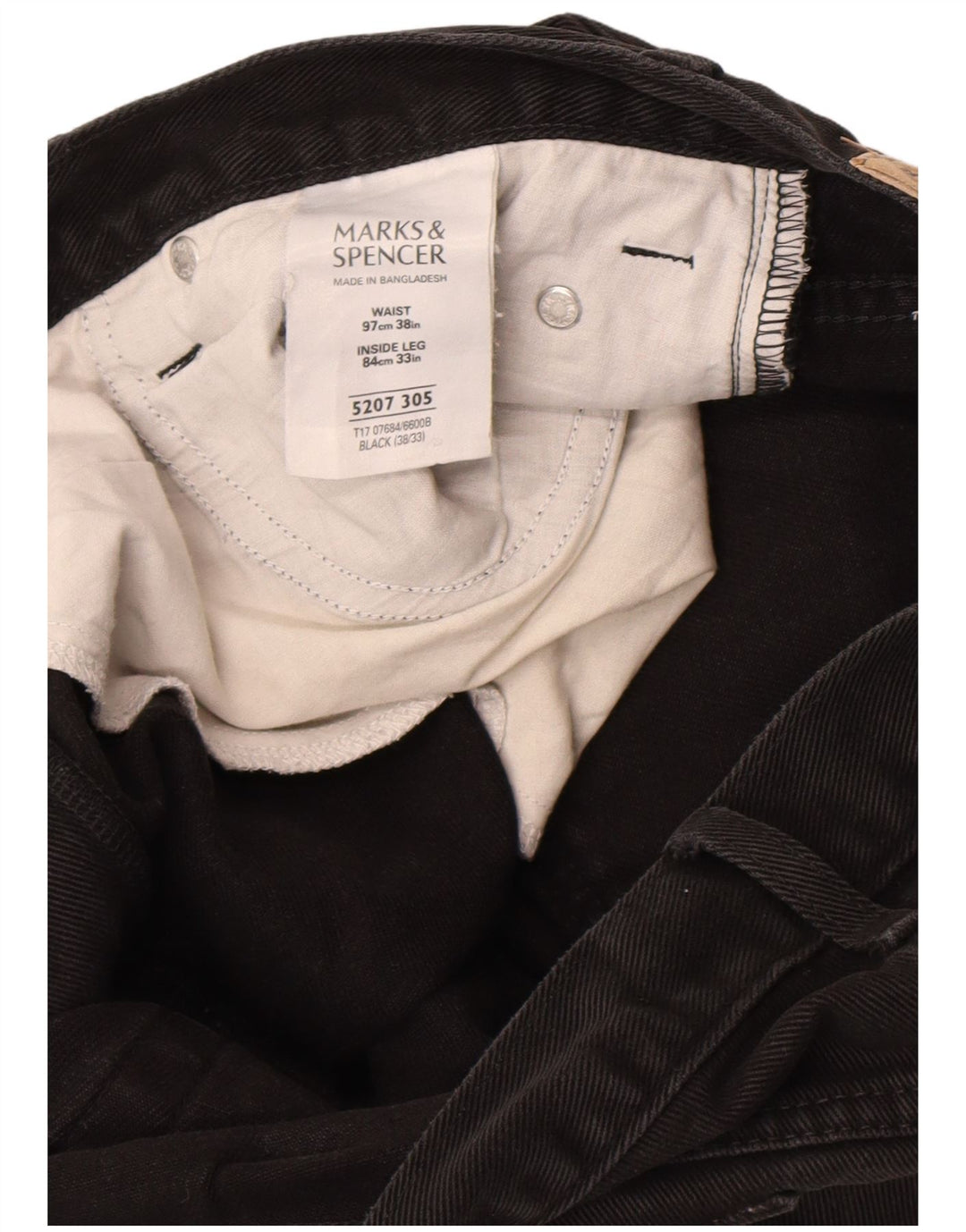 Marks & Spencer Męskie proste dżinsy W38 L33 Czarne bawełniane
