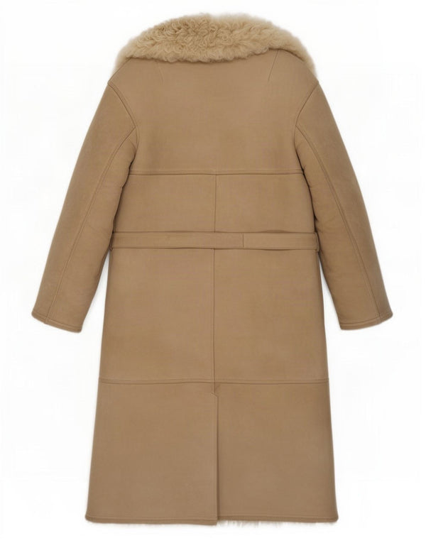 Vintage damski płaszcz z owczej skóry UK 8 Small Beige