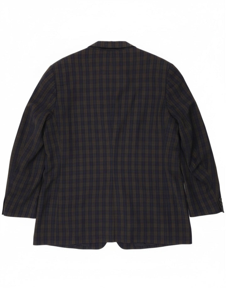 Męska marynarka zapinana na 2 guziki Burberrys UK 46 3XL Granatowa kratka z dziewiczej wełny
