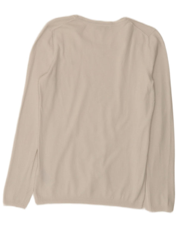 Sweter damski Tommy Hilfiger z dekoltem w łódkę, UK 10, mały, biały, bawełniany