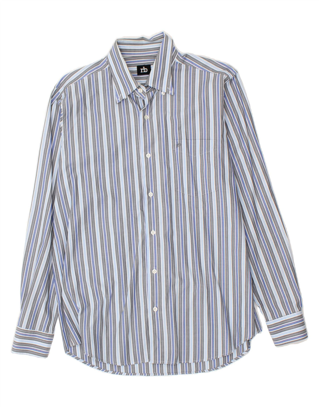 ROCCOBAROCCO Mens Shirt Medium Blue Striped Cotton Vintage Roccobarocco and Second-Hand Roccobarocco from Messina Hembry 