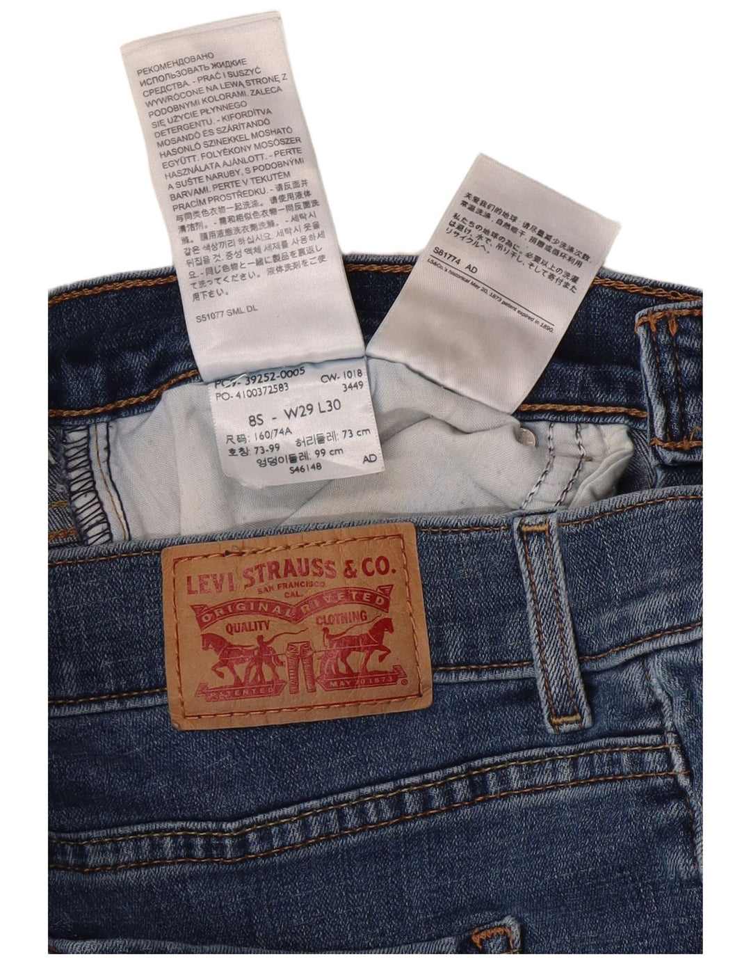 Damskie spodenki jeansowe Levi's 501 US 8 Medium W29 Niebieskie bawełniane klasyczne