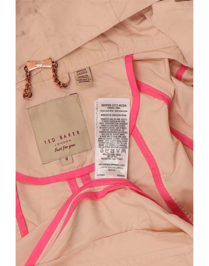 Damska kurtka parka oversize Ted Baker z kapturem, rozmiar 0 2XS, różowy poliester