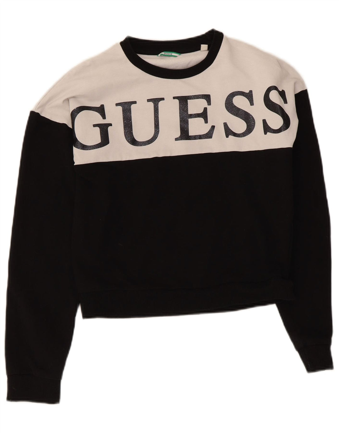 Damska bluza Guess Crop Graphic Jumper UK 14 w kolorze średniej czerni
