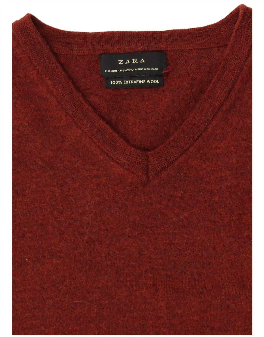 Damski sweter ZARA z dekoltem w kształcie litery V, UK 12, średni brązowy wełniany