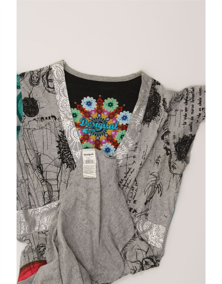 DESIGUAL Damska sukienka o linii A z abstrakcyjnym wzorem UK 14, duża, szara