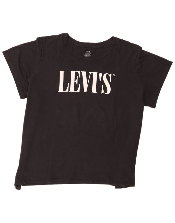 Damska koszulka z grafiką Levi's Top UK 22 3XL Czarna bawełna