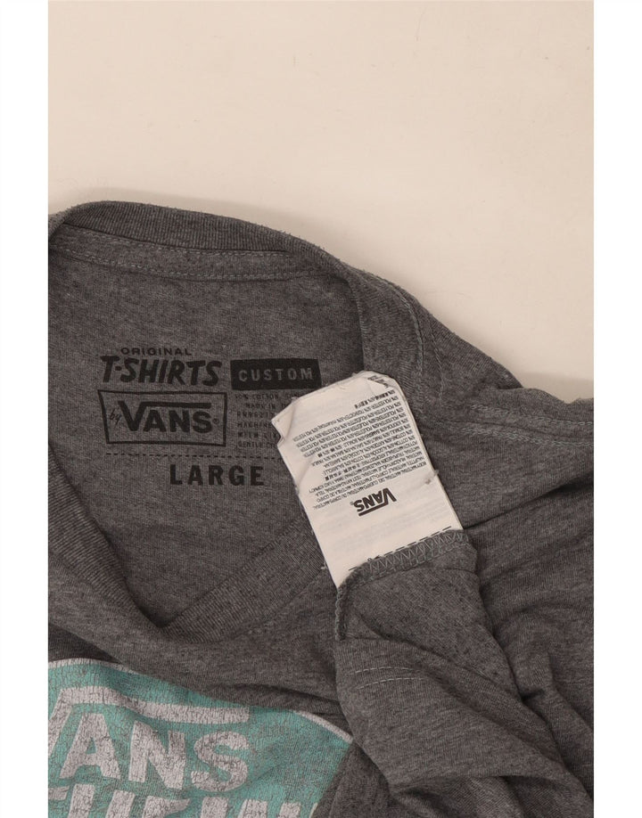 Męski T-shirt Vans Custom Fit z grafiką, duży, szary, bawełniany