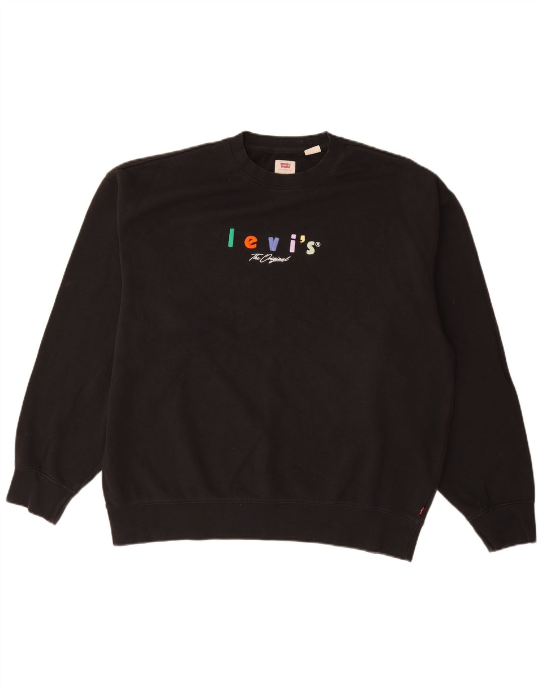 Męski sweter LEVI'S o swobodnym kroju z grafiką, duży, czarny, bawełniany