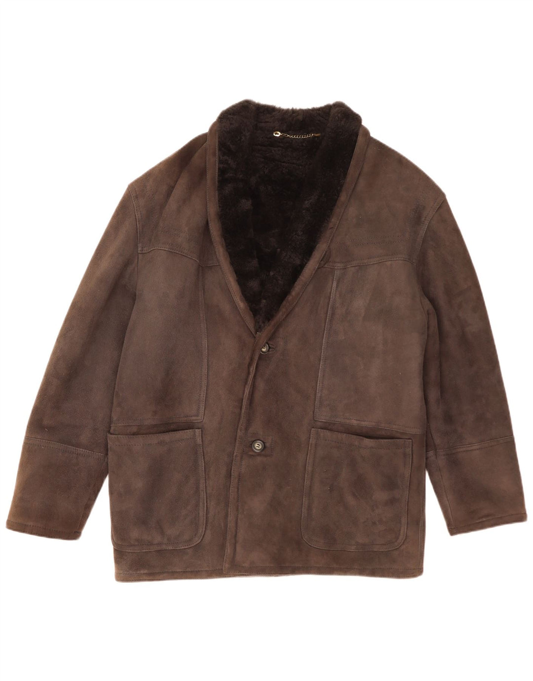 Vintage męska kurtka shearling IT 48 średnio szara skóra