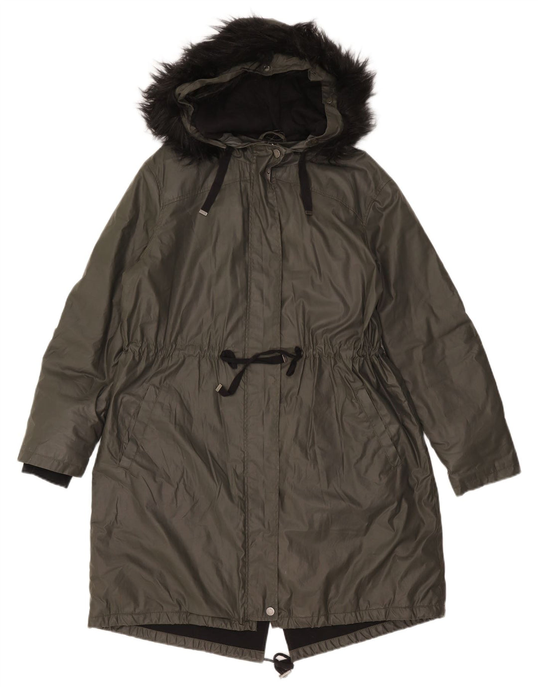 Marks & Spencer Damska kurtka parka z kapturem UK 14, duża, zielona bawełna