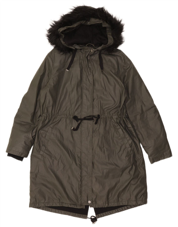 Marks & Spencer Damska kurtka parka z kapturem UK 14, duża, zielona bawełna