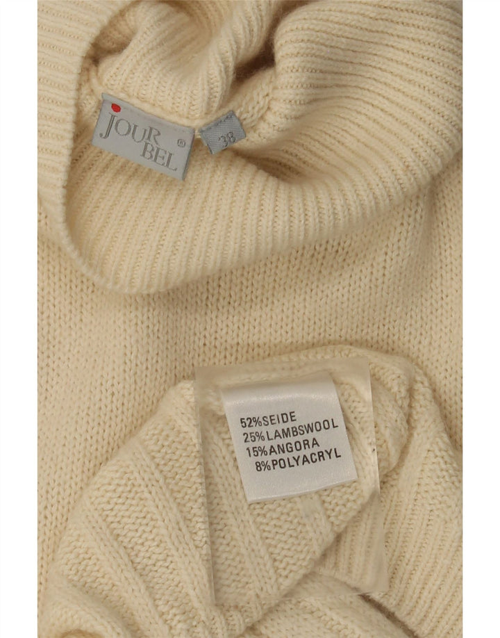 Vintage damska sukienka oversize z długim rękawem EU 38, średnia w kolorze złamanej bieli