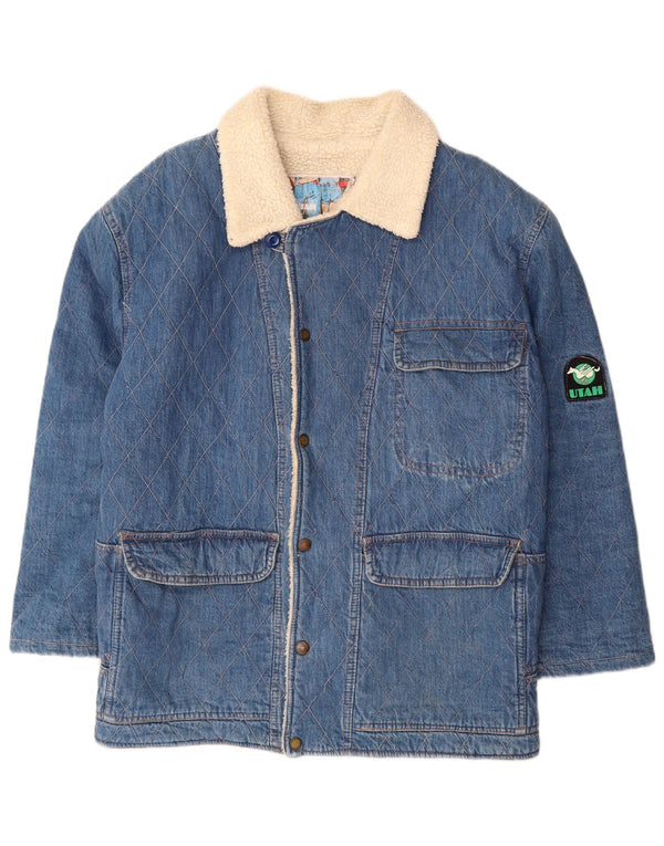 Męska kurtka dżinsowa Sherpa VINTAGE UK 40, duża, niebieska, bawełniana, klasyczna