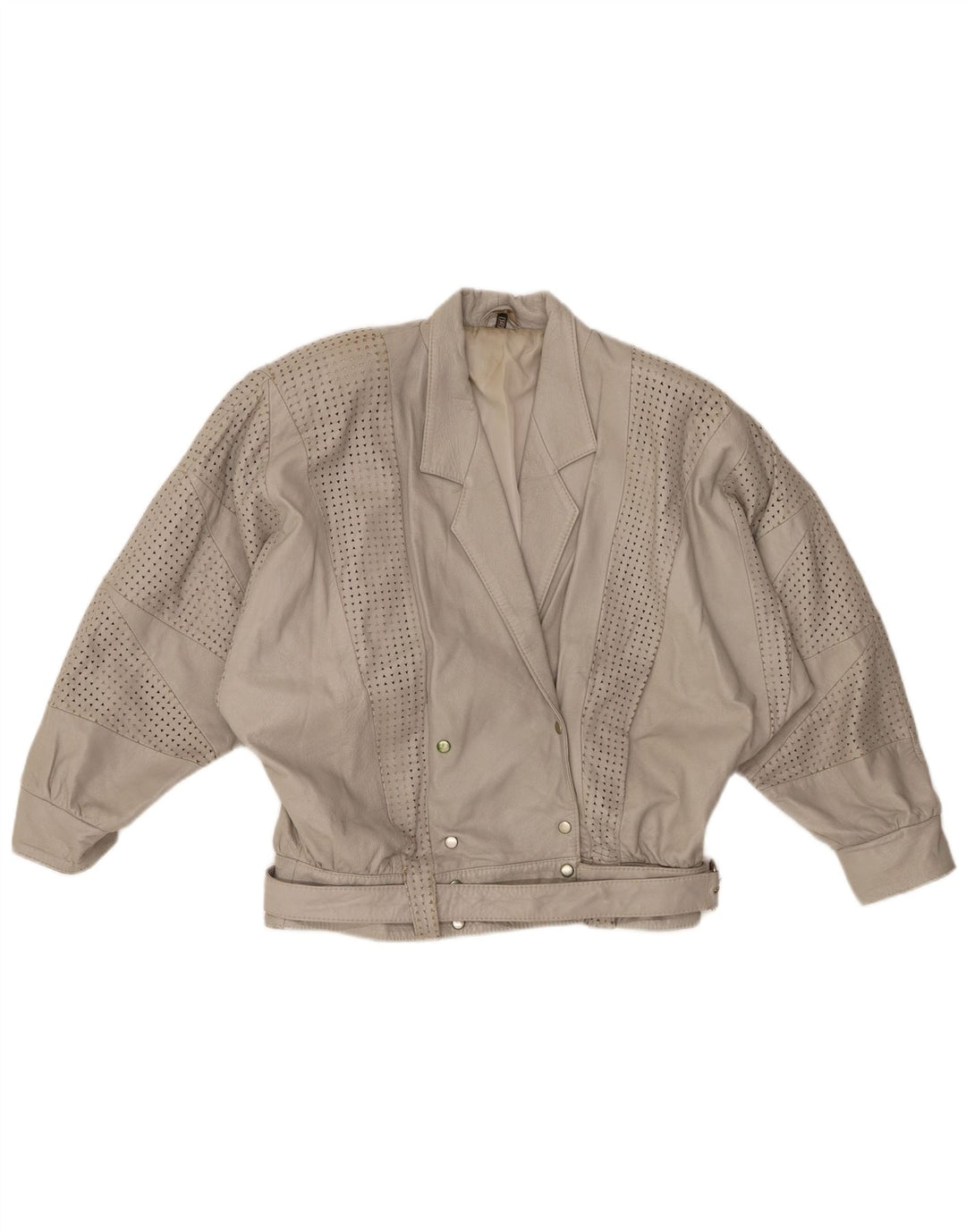 GABRIELLA BENELLI Damska kurtka oversize EU 36, mała, szara, skórzana