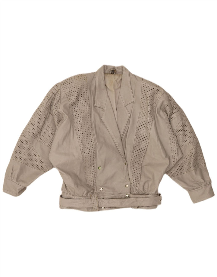 GABRIELLA BENELLI Damska kurtka oversize EU 36, mała, szara, skórzana