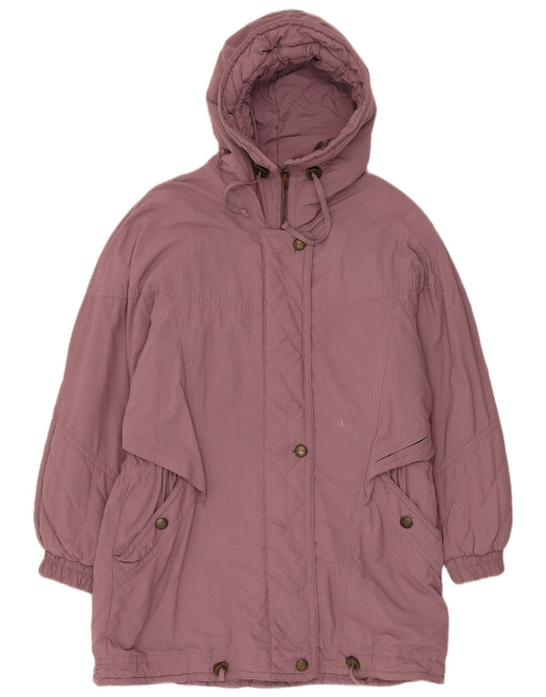 Damski płaszcz wiatrówka z kapturem VINTAGE EU 42, duży fioletowy poliester